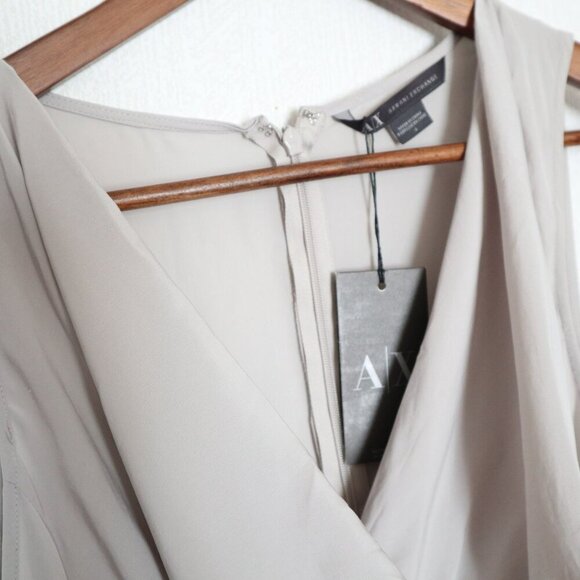 NEW Armani Extange  Sleeveless draped neckline  Taupe Gray Jumpsuit - Picture 7 of 11